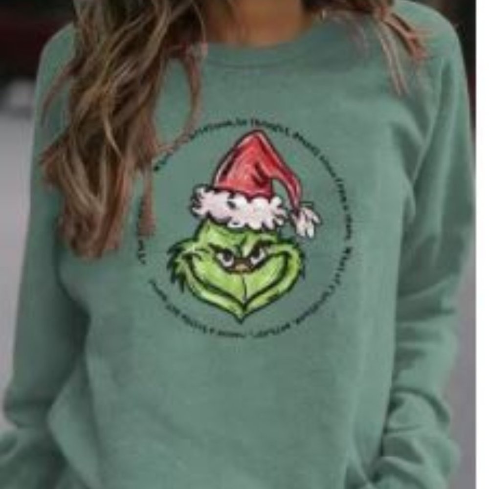 Light Green Cartoon Printed Long Sleeve Top